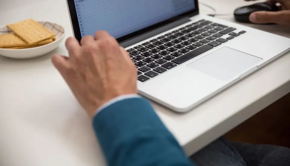 Persona trabajando en un formulario en un portátil